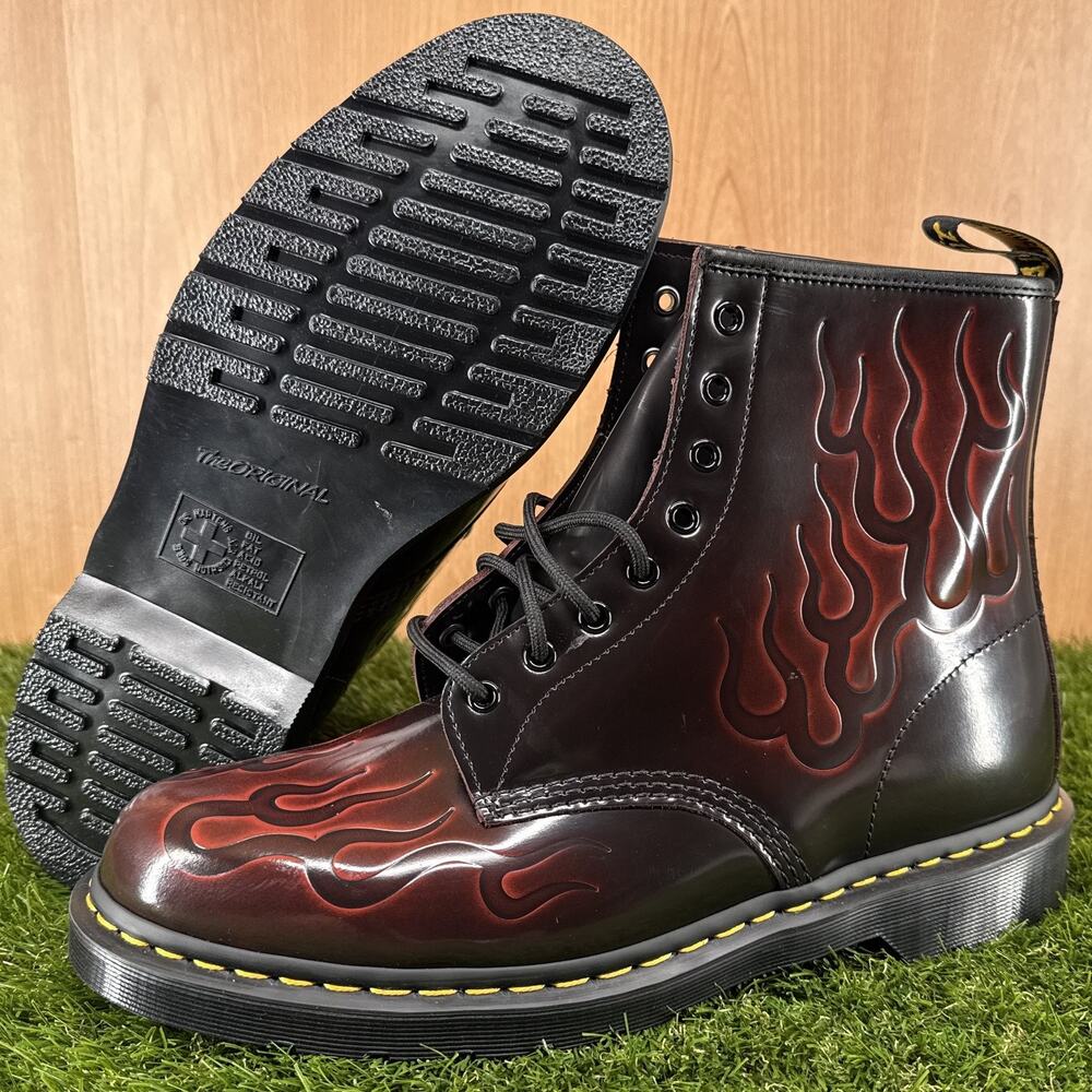 Dr. Martens 1460 Inferno Cherry Red Arcadia Flame Boots Men's Size 14
